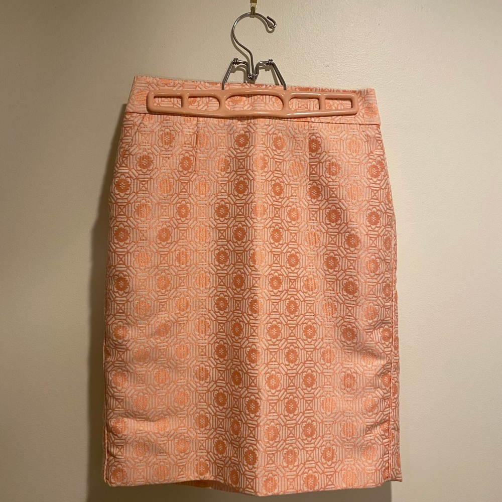 Banana Republic Embroidered Coral Pencil Skirt